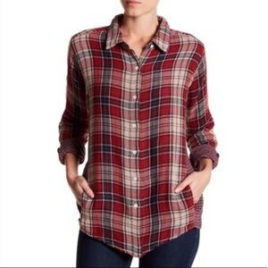 VELVET by Graham & Spencer Yana Red Plaid Pocket Button Down Shirt Size Medium